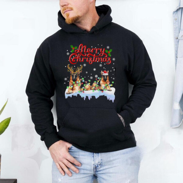 German Shepherd Christmas Lights Funny Dog T Shirt