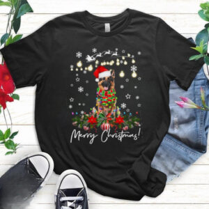 German Shepherd Merry Christmas Lights Santa Hat German Shepherd T Shirt