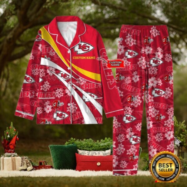 Kansas City Football Christmas Satin Pajamas Shirt