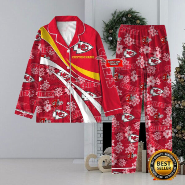 Kansas City Football Christmas Satin Pajamas Shirt