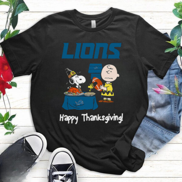 Peanuts Detroit Lions Football Happy Thanksgiving T Shirt