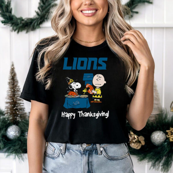 Peanuts Detroit Lions Football Happy Thanksgiving T Shirt