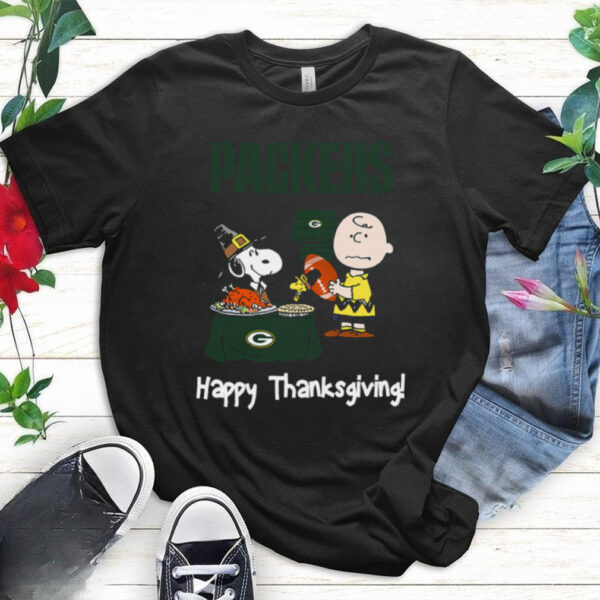 Peanuts Green Bay Packers Football Happy Thanksgiving T Shirt