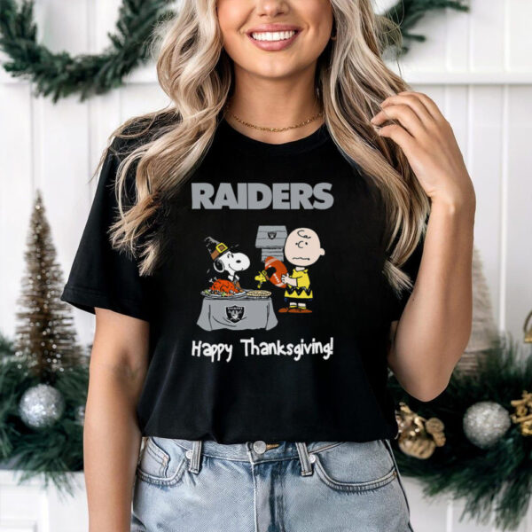 Peanuts Oakland Raiders Football Happy Thanksgiving T Shirt