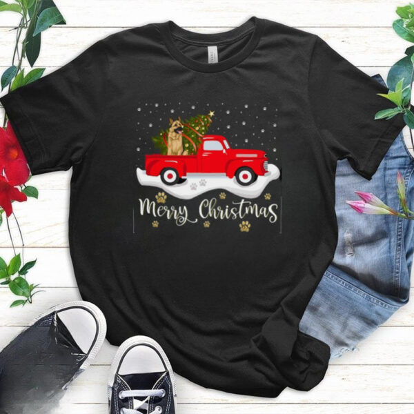 Red Truck Merry Christmas Tree German Shepherd Christmas German Shepherd T Shirt