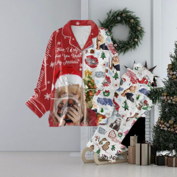 Sabrina Carpenter Think I Only Want You Under My Mistletoe Merry Christmas Button Down Pajamas Set