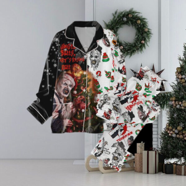 Terrifier Art’s Rasing Hell Merry Christmas Button Down Pajamas Set