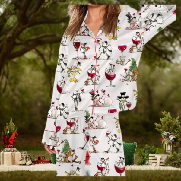 Winey Snowman Christmas Pajamas, Winey Snowman Pajamas Set