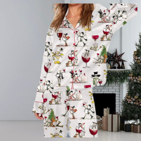 Winey Snowman Christmas Pajamas, Winey Snowman Pajamas Set