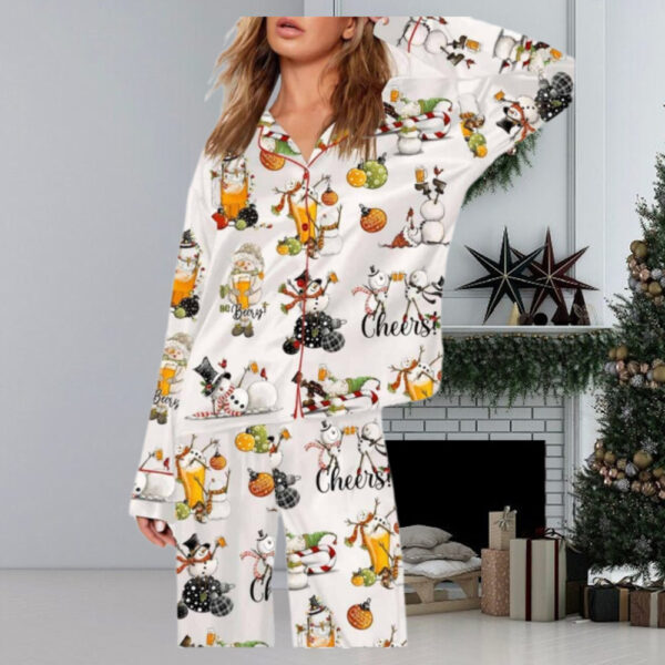 Beer Drinking Snowman Pajama Set