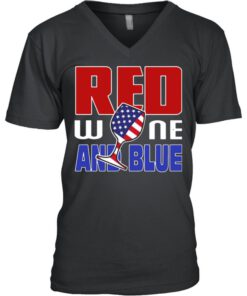American red wine and blue shirt