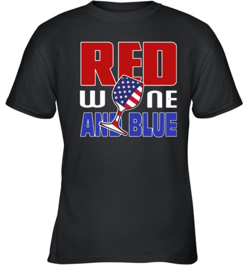 American red wine and blue shirt