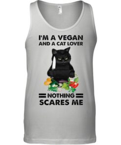 Black Cat Im A Vegan And A Cat Lover Nothing Scares Me shirt 2