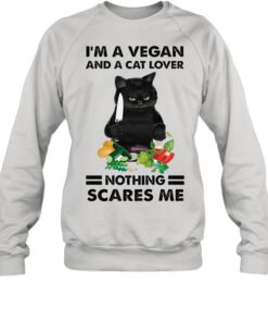 Black Cat Im A Vegan And A Cat Lover Nothing Scares Me shirt 3
