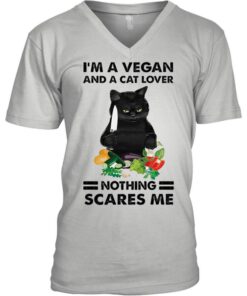 Black Cat Im A Vegan And A Cat Lover Nothing Scares Me shirt 4