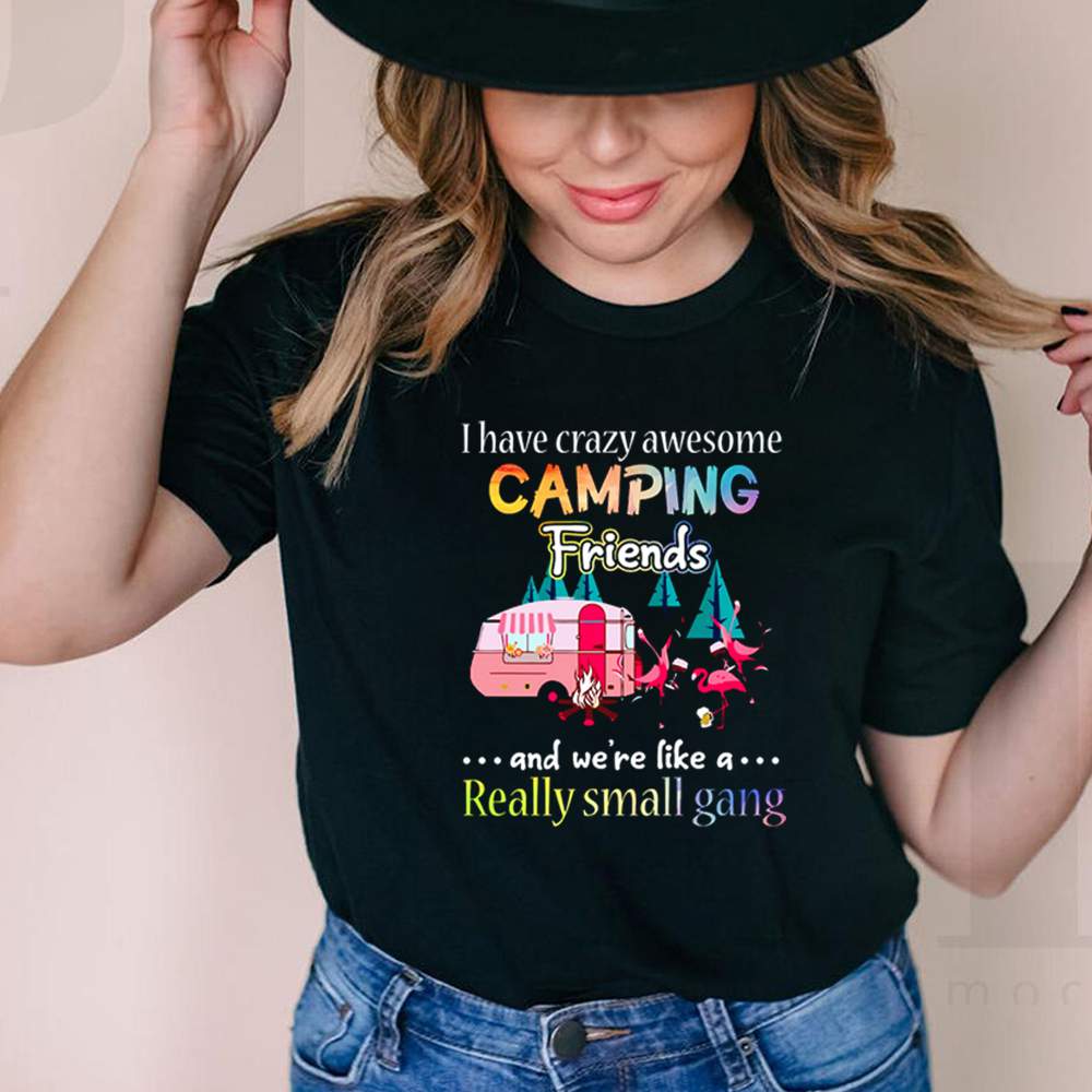 Flamingo I have crazy awesome camping friends and were like a really small gang shirt 3