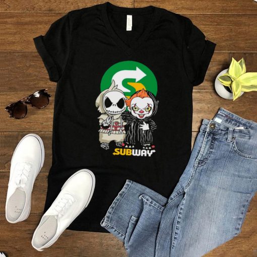 Best Friends Jack Skellington And Baby Pennywise Subway Logo shirt