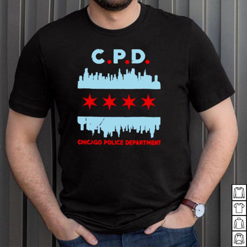 C.P.D Chicago Police Department Flag Skyline T shirt