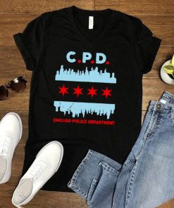 C.P.D Chicago Police Department Flag Skyline T shirt