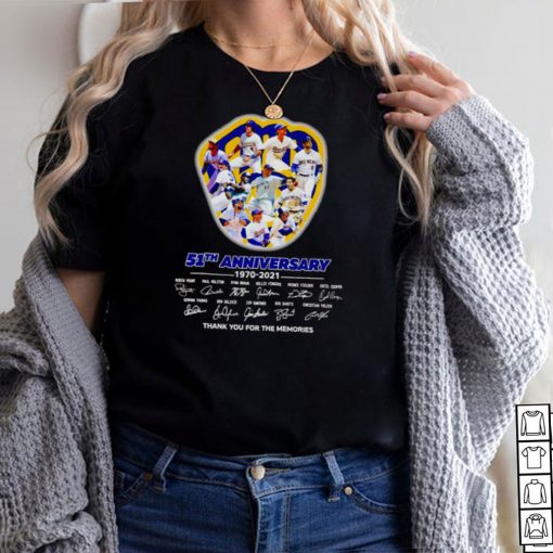 Milwaukee Brewers 51th Anniversary 1970 2021 Signatures Thank You For The Memories Signatures Shirt