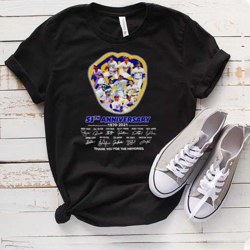 Milwaukee Brewers 51th Anniversary 1970 2021 Signatures Thank You For The Memories Signatures Shirt