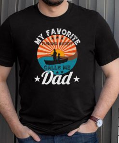 My Favorite Fishing Buddy Calls Me Dad Fathers Day Vintage Sunset T Shirt