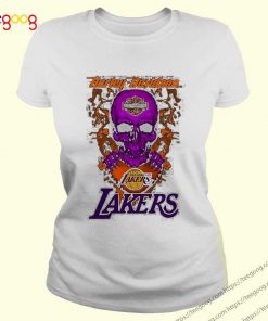 Skull mashup Harley Davidson and Los Angeles Lakers shirt