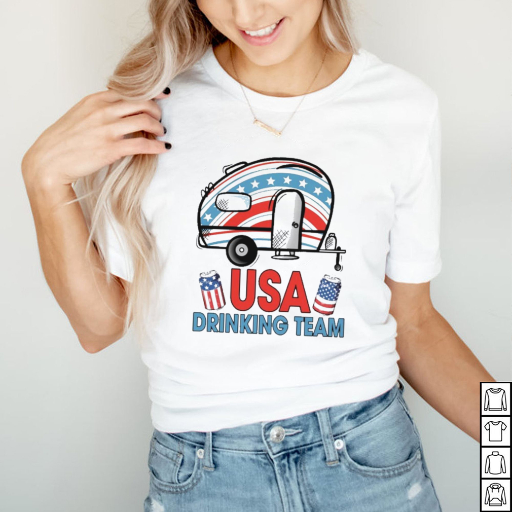 camping usa drinking team american flag shirt