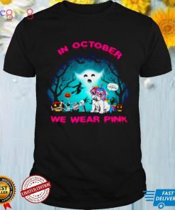 Pug unicorn In october we wear pink Halloween shirt