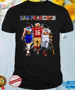 San Francisco best player Stephen Curry Joe Montana Buster Posey signatures shirt
