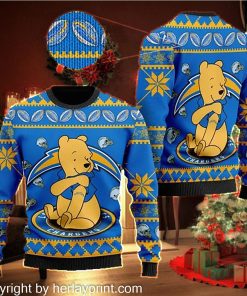 Los Angeles Chargers NFL American Football Team Logo Cute Winnie The Pooh Bear 3D Ugly Christmas Sweater Shirt For Men And Women On Xmas Days