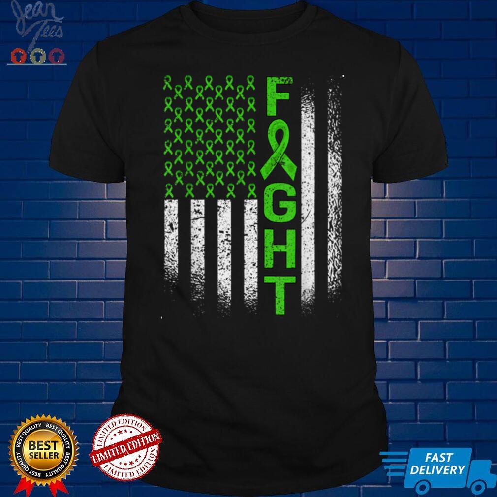 Mental Health Awareness USA Flag Distressed Green Ribbon T Shirt