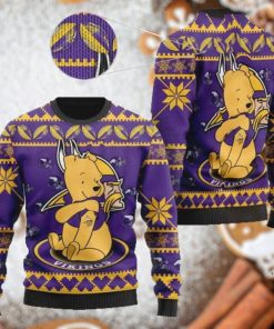 Minnesota Vikings NFL American Football Team Logo Cute Winnie The Pooh Bear 3D Ugly Christmas Sweater Shirt For Men And Women On Xmas Days