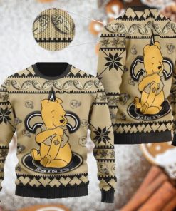New Orleans Saints NFL American Football Team Logo Cute Winnie The Pooh Bear 3D Ugly Christmas Sweater Shirt For Men And Women On Xmas Days2