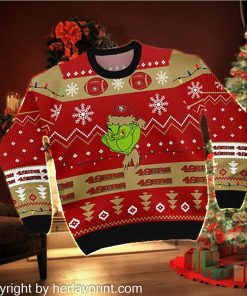 San Francisco 49ers American NFL Football Team Logo Cute Grinch 3D Men And Women Ugly Sweater Shirt For Sport Lovers On Christmas