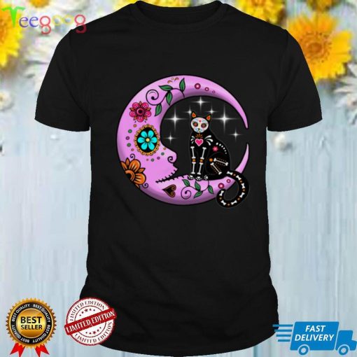 Sugar Skull Cat & Moon Funny Dia de Los Muertos Day Of Dead Sweatshirt