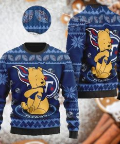 Tennessee Titans NFL American Football Team Logo Cute Winnie The Pooh Bear 3D Ugly Christmas Sweater Shirt For Men And Women On Xmas Days