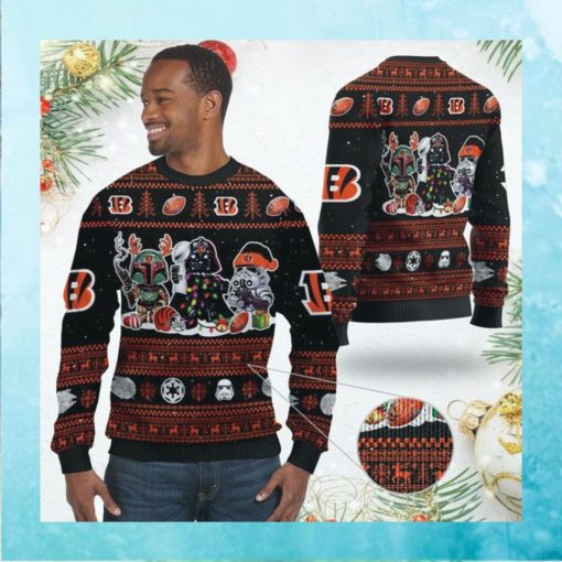 Cincinnati BengalsI Star Wars Ugly Christmas Sweater Sweatshirt Holiday Party 2021 Plus Size For Men Women Darth Vader Boba Fett Stormtrooper