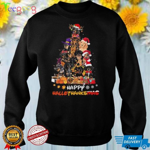 Dachshund Happy Hallothanksmas T Shirt Dachshund Christmas Shirt