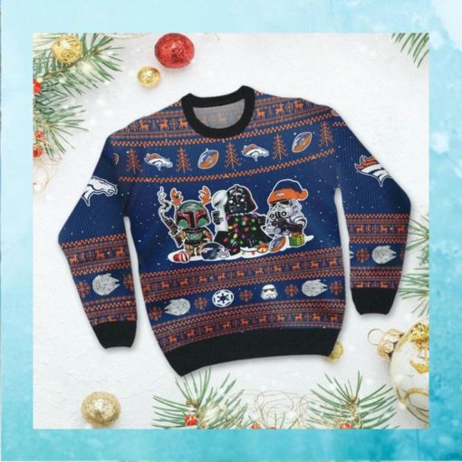 Denver BroncosI Star Wars Ugly Christmas Sweater Sweatshirt Holiday Party 2021 Plus Size For Men Women Darth Vader Boba Fett Stormtrooper