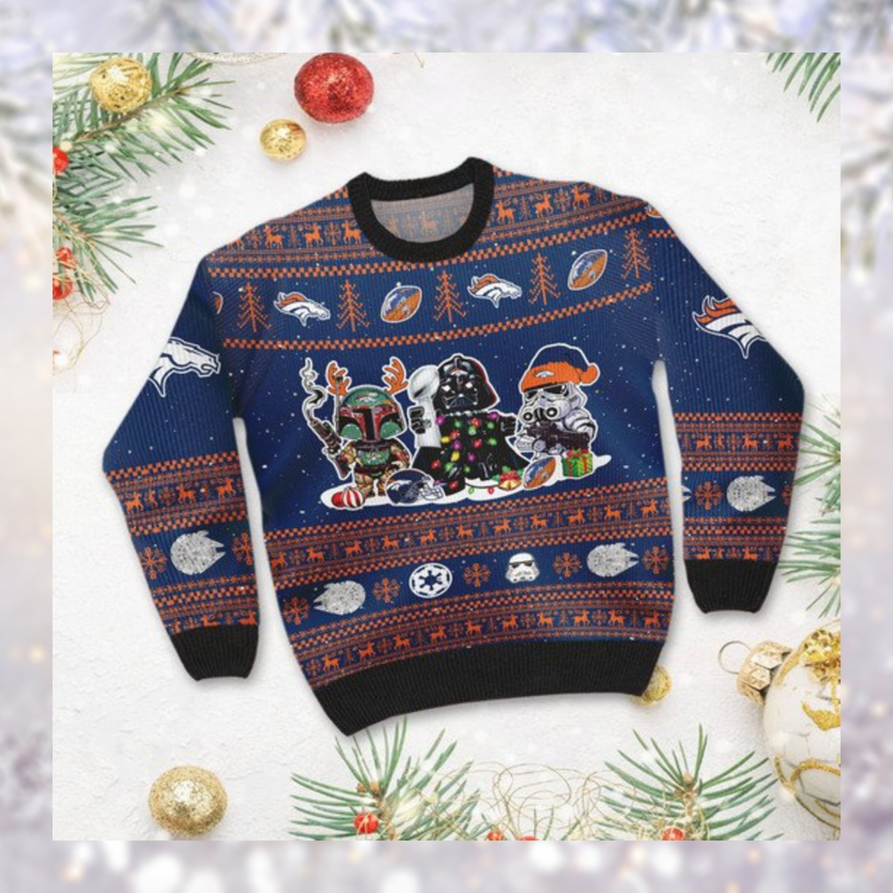 Denver BroncosI Star Wars Ugly Christmas Sweater Sweatshirt Holiday Party 2021 Plus Size For Men Women Darth Vader Boba Fett Stormtrooper