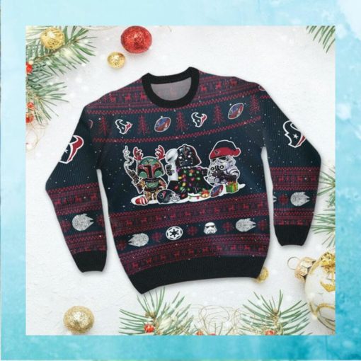 Houston TexansI Star Wars Ugly Christmas Sweater Sweatshirt Holiday Party 2021 Plus Size For Men Women Darth Vader Boba Fett Stormtrooper