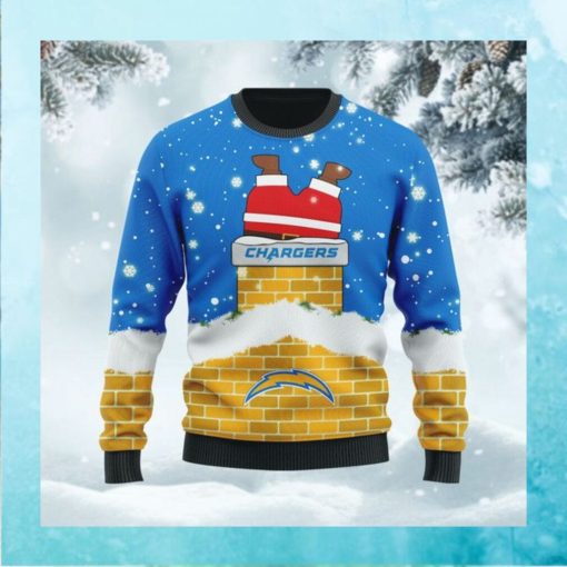 Los Angeles Chargers NFL Football Team Logo Symbol Santa Claus Custom Name Personalized 3D Ugly Christmas Sweater Shirt For Men And Women On Xmas Days