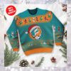 Miami Dolphins Grateful Dead SKull And Bears Custom Name Ugly Sweater NFL Football Christmas Shirt