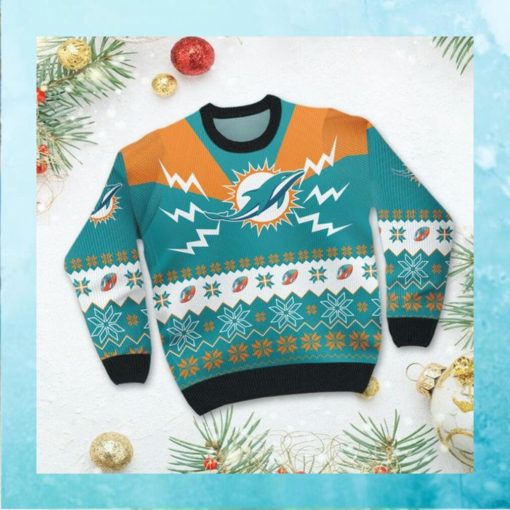 Miami Dolphins NFL Football Team Logo Symbol 3D Ugly Christmas Sweater Shirt Apparel For Men And Women On Xmas Days