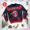 New England Patriots Grateful Dead SKull And Bears Custom Name Ugly Sweater NFL Football Christmas Shirt