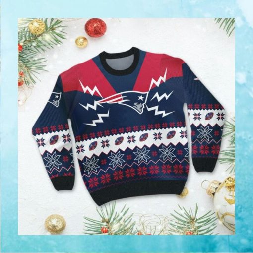 New England Patriots NFL Football Team Logo Symbol 3D Ugly Christmas Sweater Shirt Apparel For Men And Women On Xmas Days