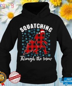 Squatching Through The Snow Christmas Plaid Buffalo Hooded Sweatshirt