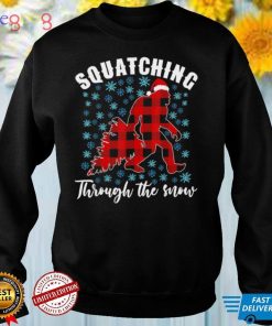 Squatching Through The Snow Christmas Plaid Buffalo Hooded Sweatshirt