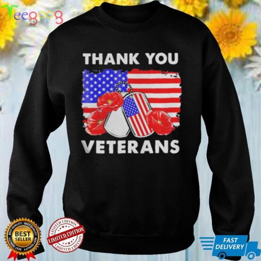 Thank You Veterans Combat Boots Poppy Flower T Shirt
